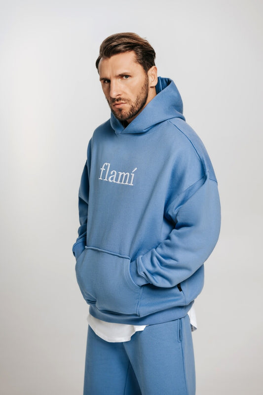 Oversized Hoodie - Blue White